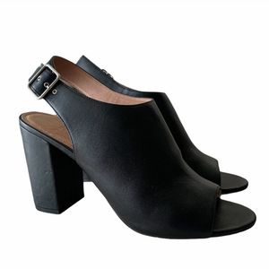 Halogen Leather Slingback Peep Toe Block Heels